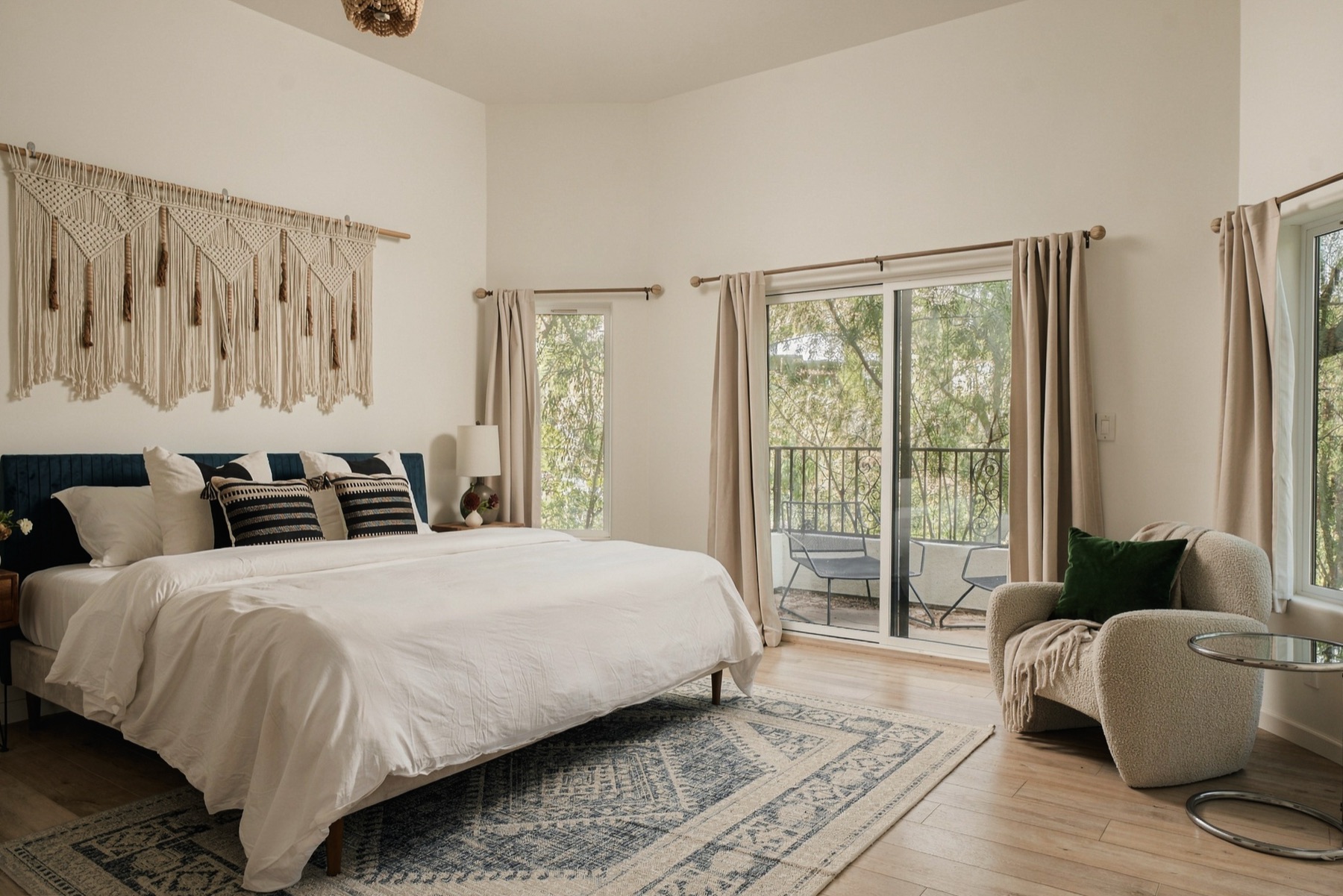 Bedroom with a balcony door and canyon light