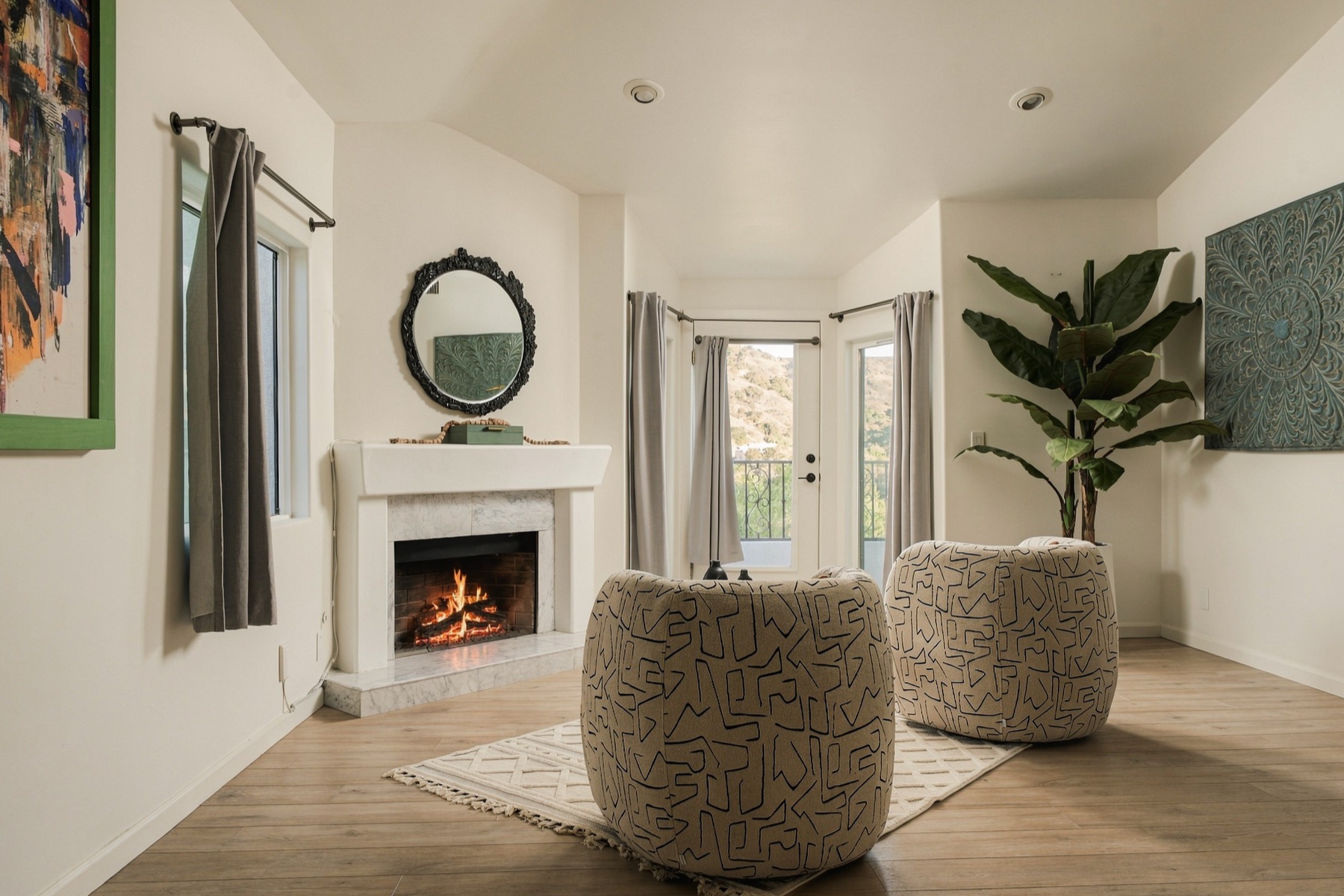 Primary suite sitting area with its own fireplace